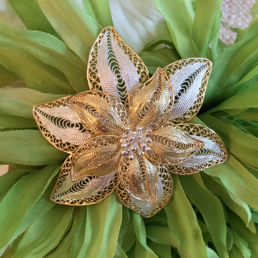 Gorgeous silver openwork  brooch/ pin.